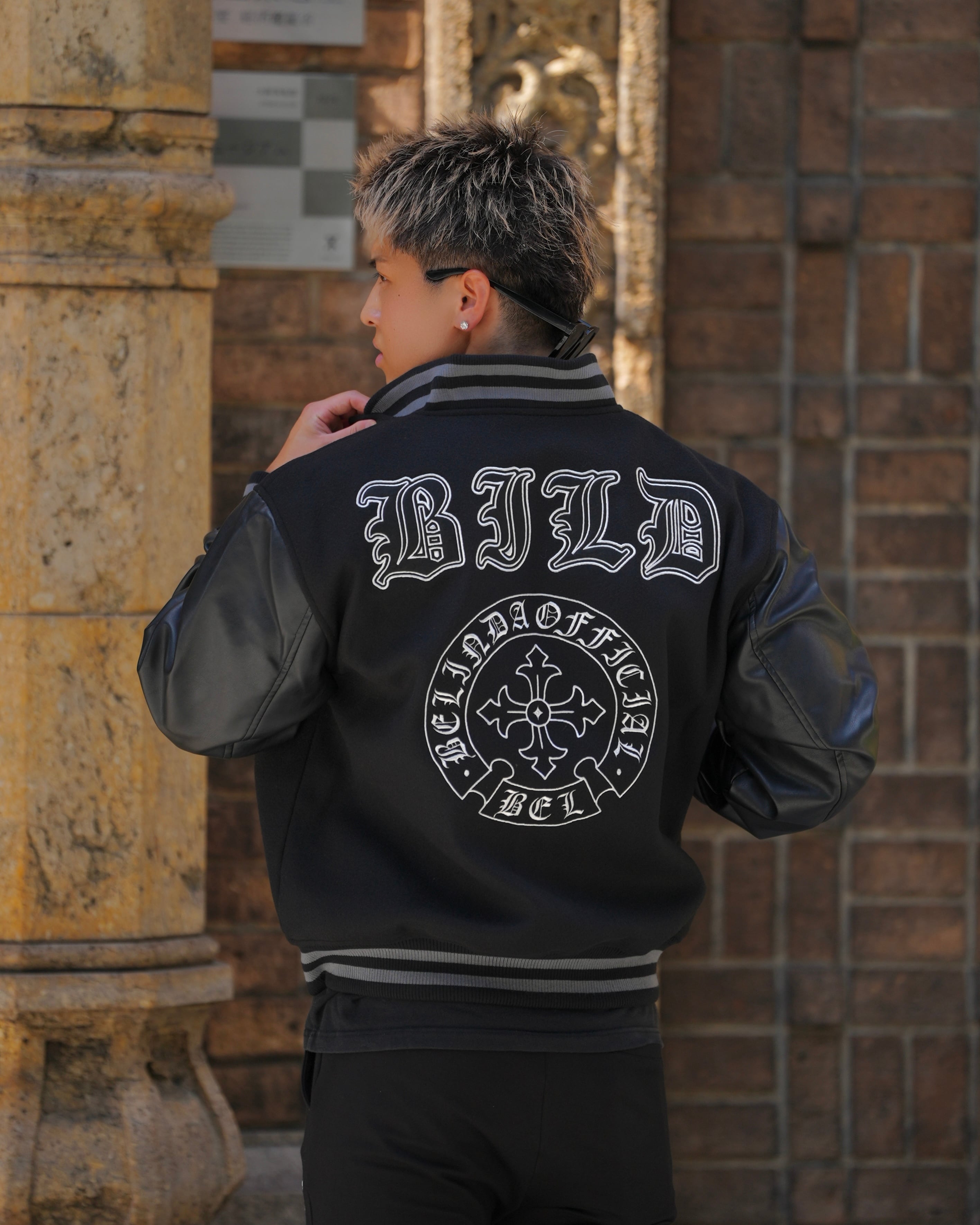 CROSS LEATHER STADIUM JACKET【BEL25-GT1】 | BELINDA OFFICIAL