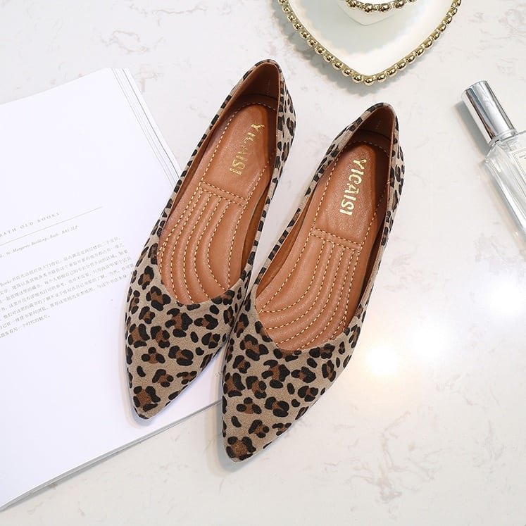 レオパード柄 パンプス フラットシューズ ヒョウ柄 キュート 人気
