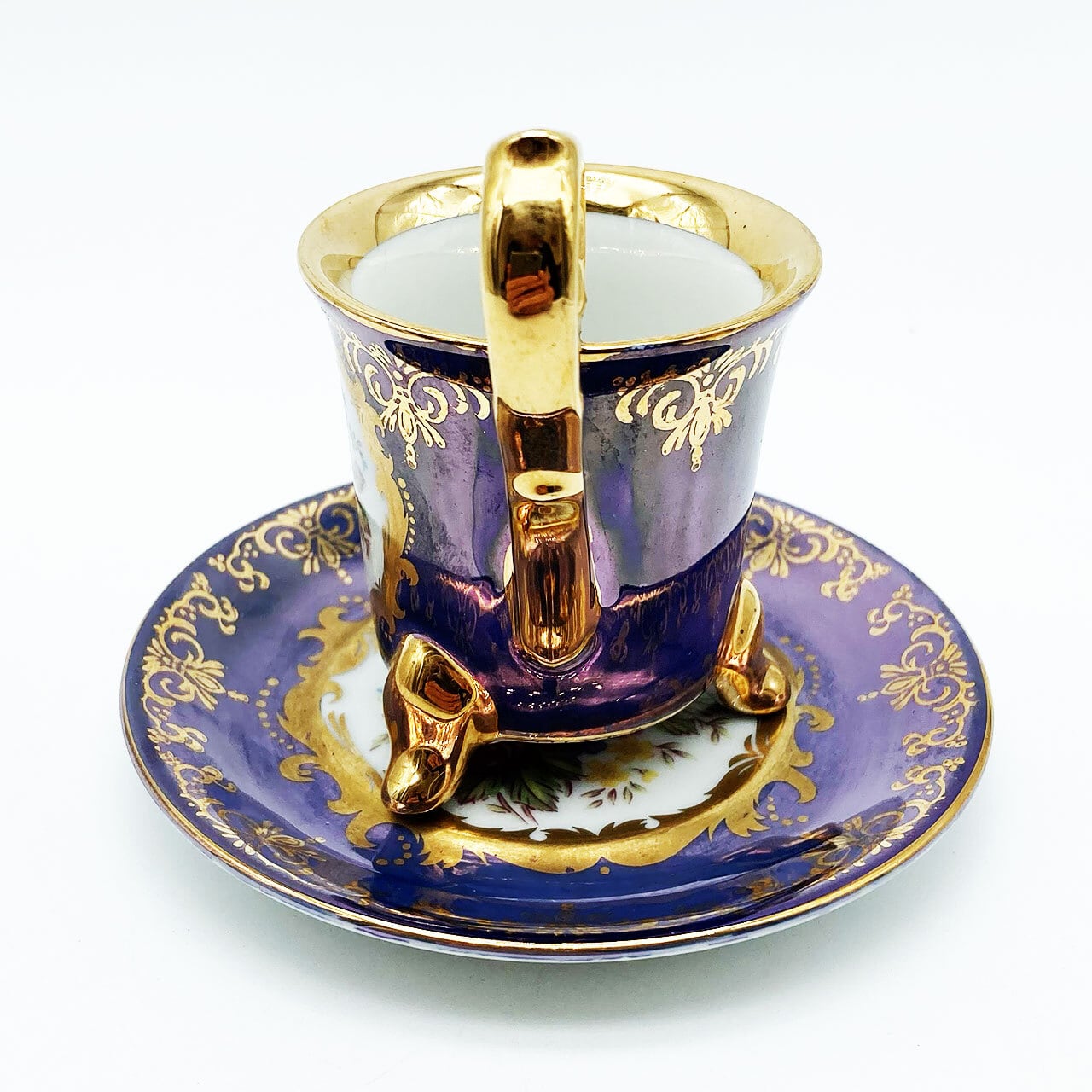 大橋陶器 OHASHI CHINA デミタスカップ&ソーサー 金彩 瑠璃 薔薇