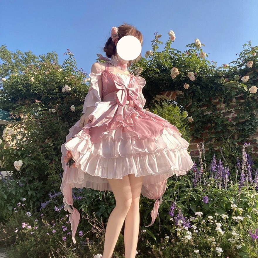 SEASONZ 甘ロリ ふわふわ ジャンパースカート プリンセスドレス ピンク