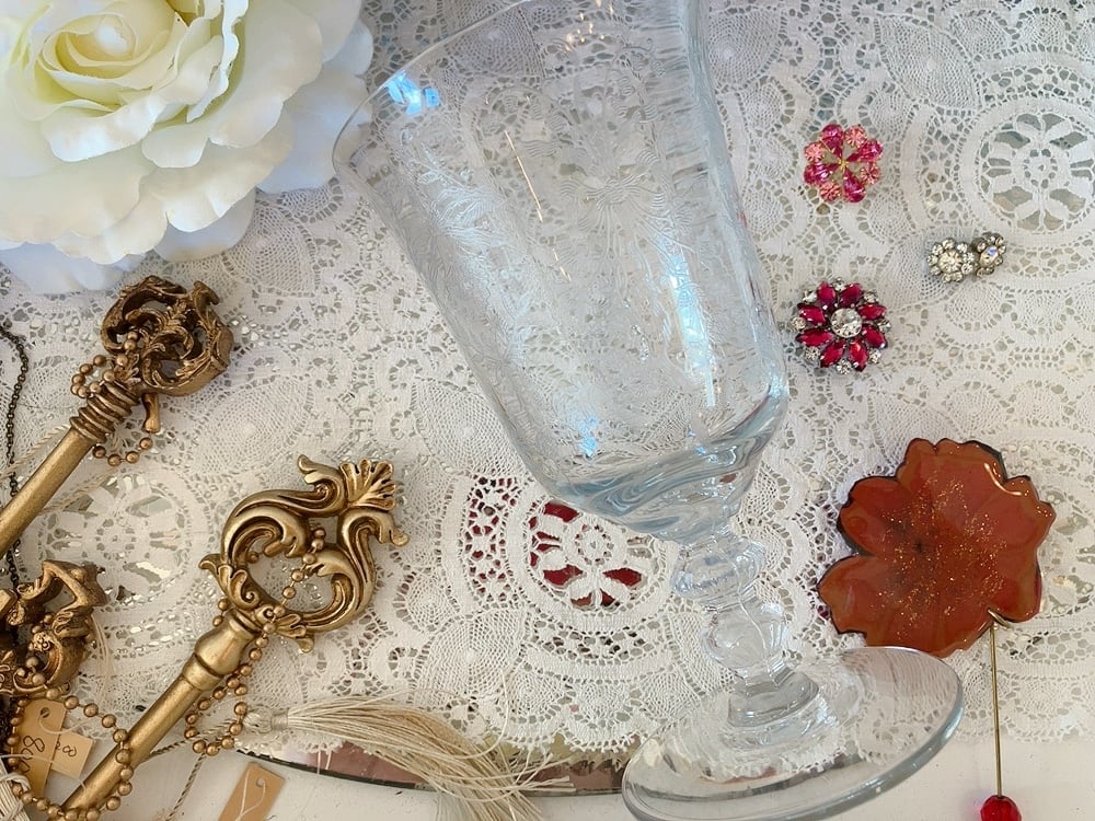 クリスタルリボンエッチンググラス | AntiqueRose