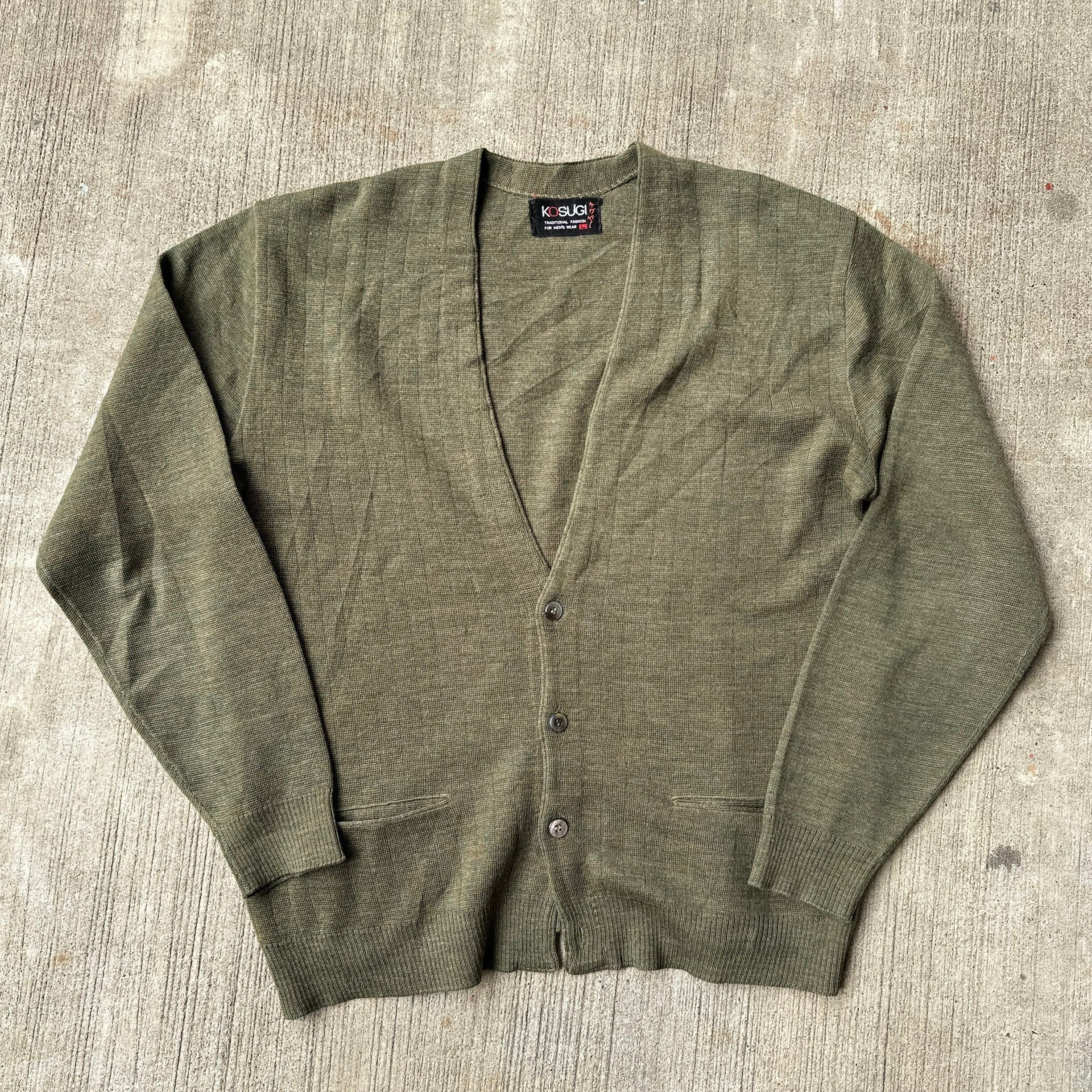 KOSUGI Knit Cardigan SIZE L ニットカーディガン カーキ【3000円均一