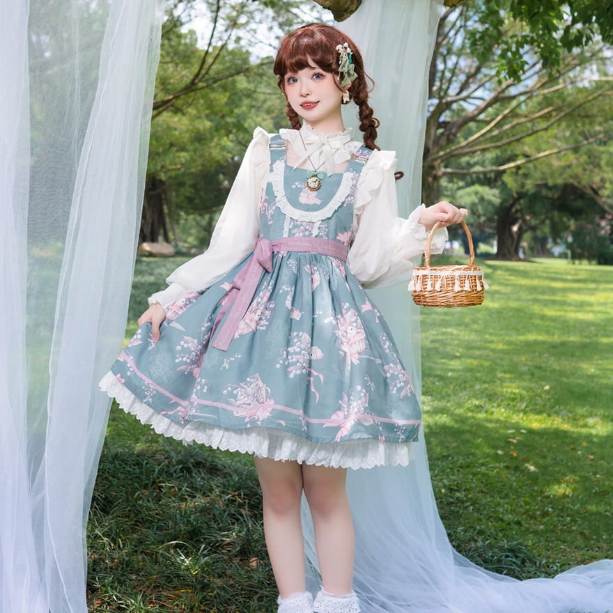 スイートロリータ JSK うさぎ 花柄 プリント ガーリー おしゃれ増し