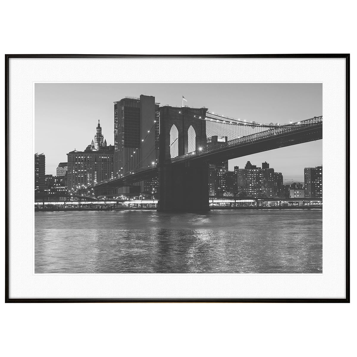 アメリカ写真 ニューヨーク ブルックリンブリッジ インテリア モノクロ