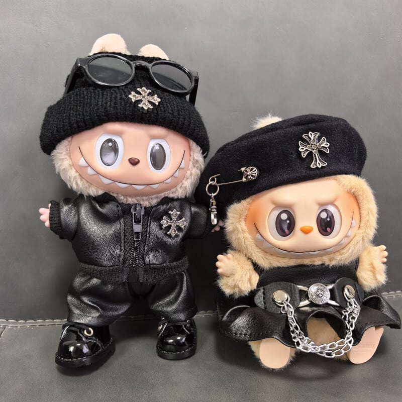 ラブブ 一代二代三代用 クロス レザージャケット＋帽子 Labubu用