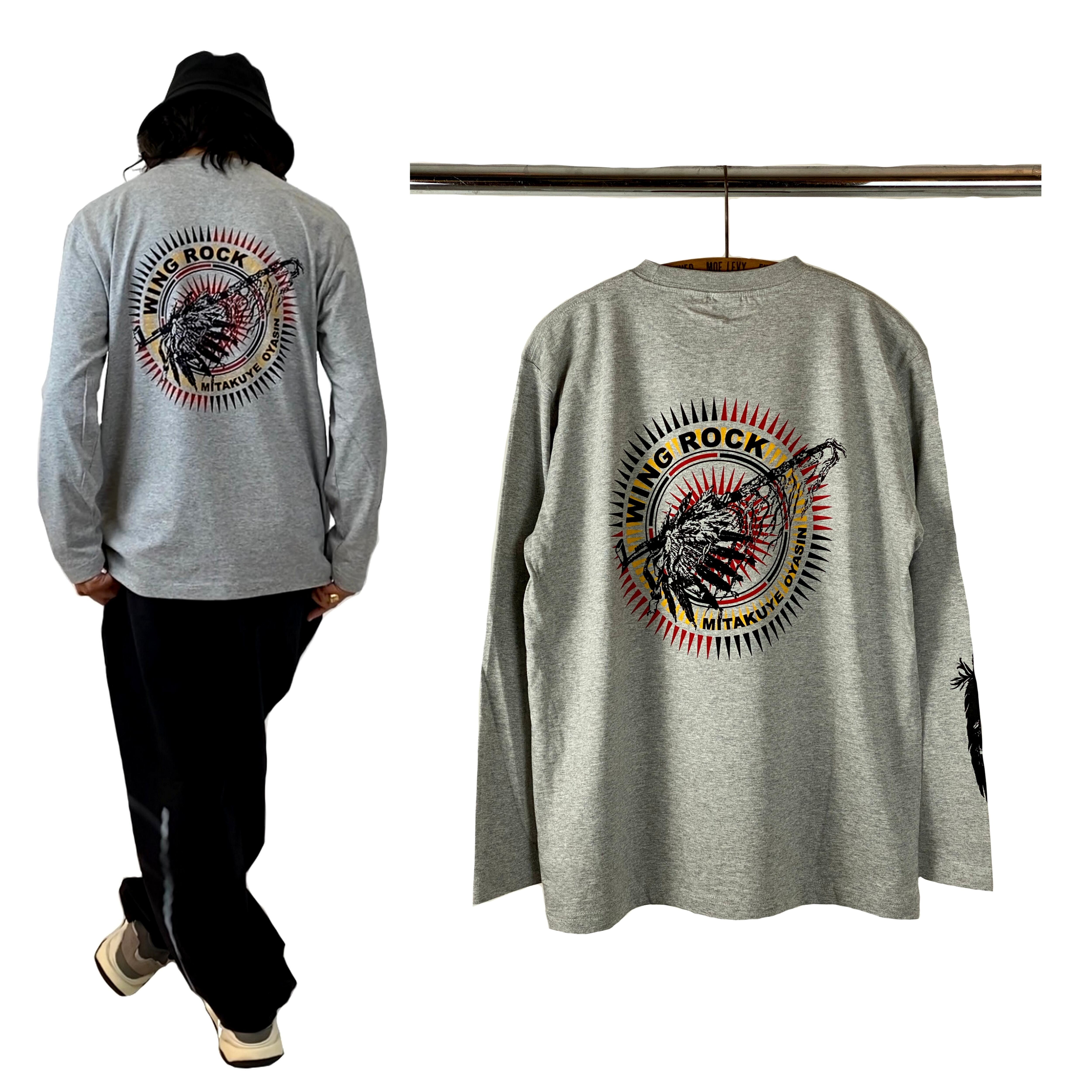 WING ROCK 2021 FW L/S Tee 「Peace Pipe & SUN」グレー （ウイング