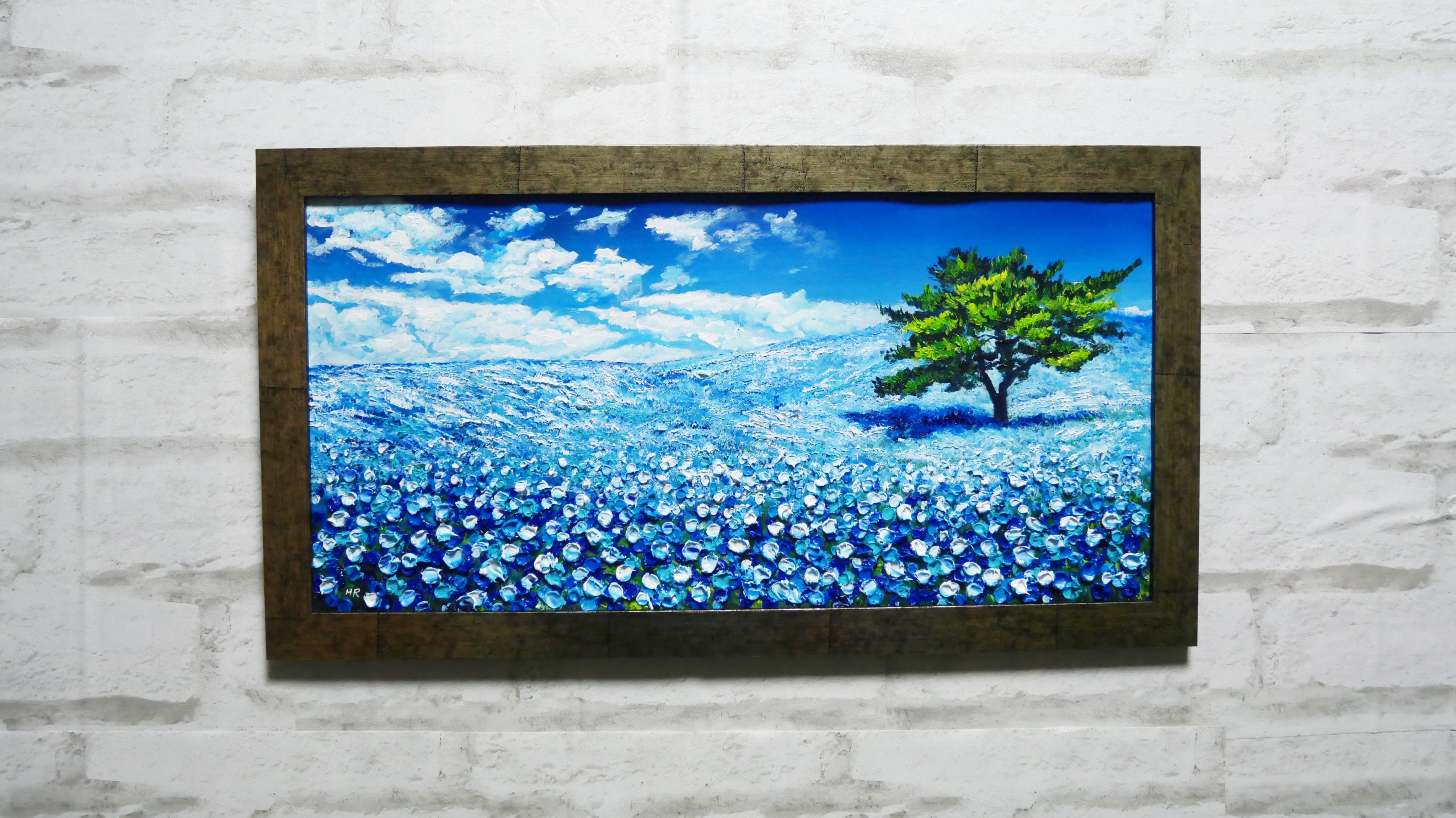 油絵 油彩 油彩画 絵 絵画 【ネモフィラの丘】 | HIROSHI1990