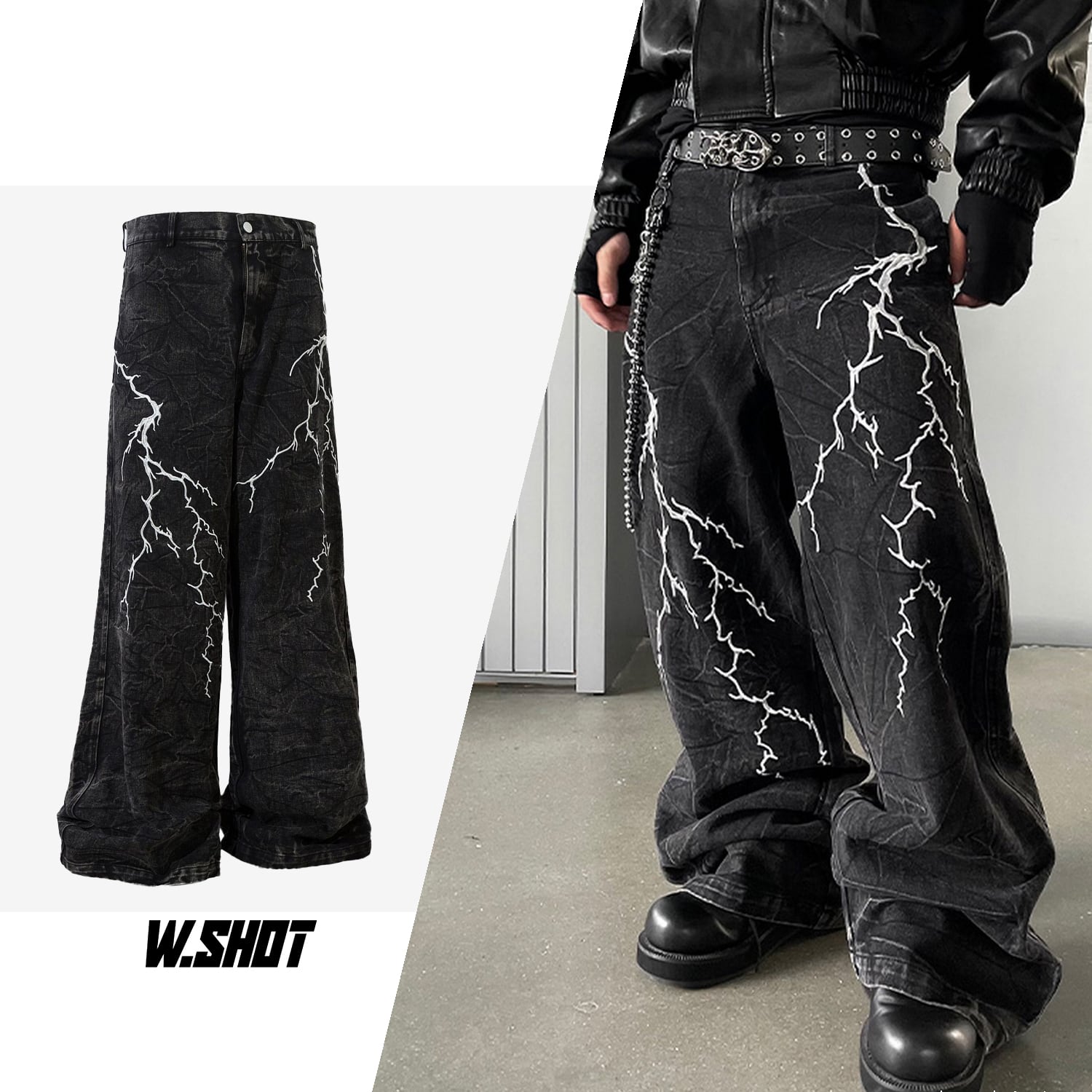 ストリート サンダー刺繍 デニムパンツ P250 | wshot