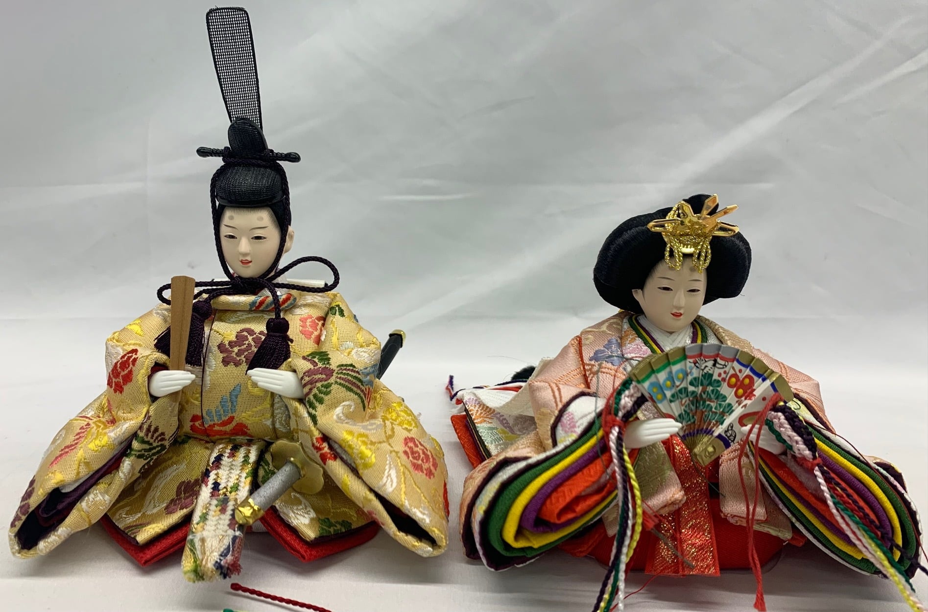 雛人形 京15番 親王 TN39 極上正絹 34x2 2段 桜 飾台 屏風 雪洞 道具