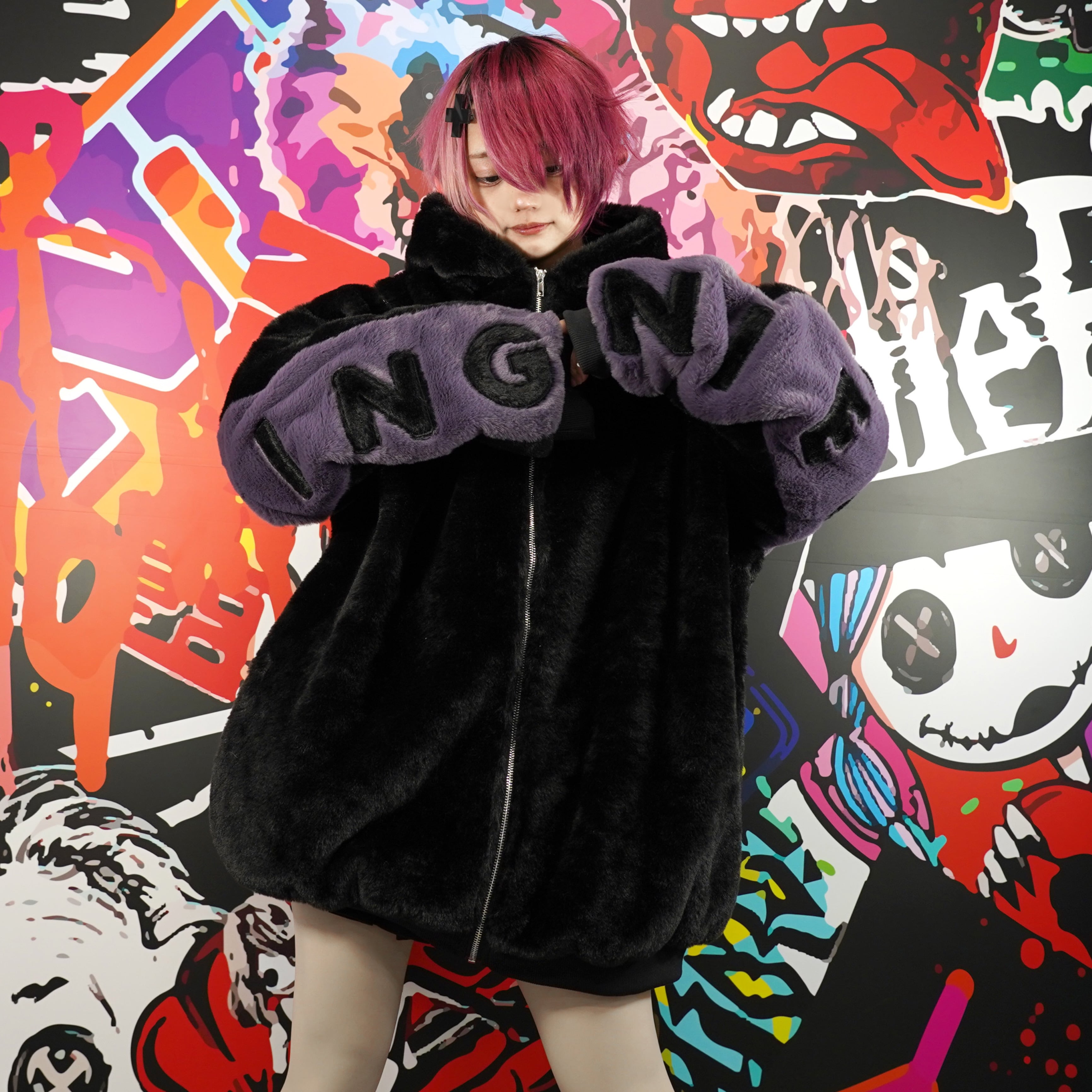 超ふわもこ2WAY OFF-SHOULDER TWO-TONE ZIP OUTER【内側防寒フリース