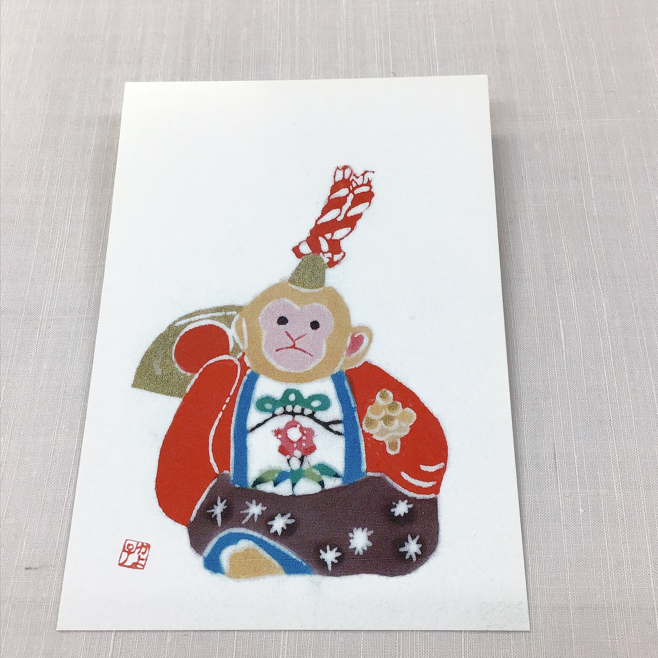 モダン紅型】干支 申 (ポストカード) | モダン紅型 おかめ工房