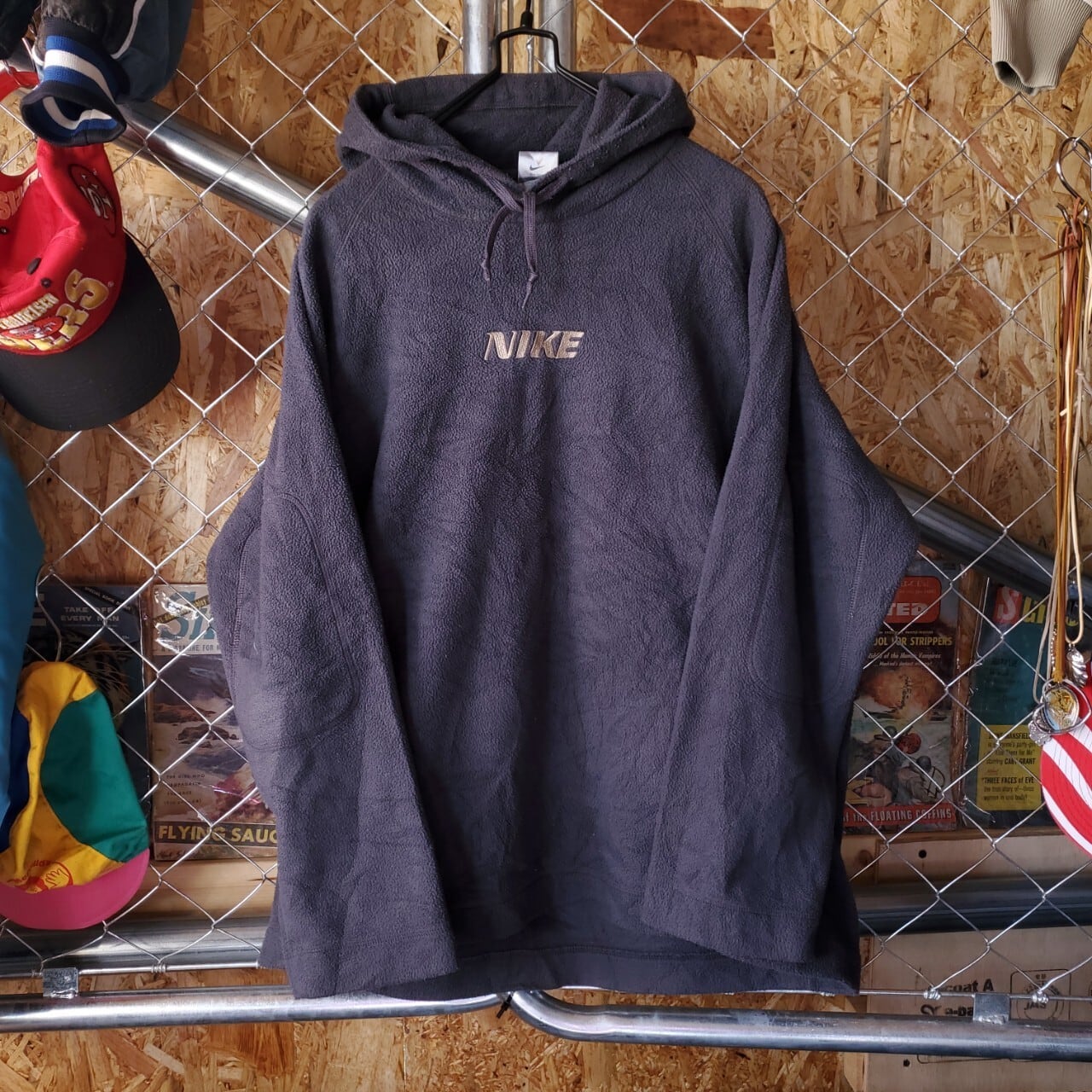 NIKE ナイキ 00s 刺繍ロゴ フリースパーカー プルオーバー フーディー