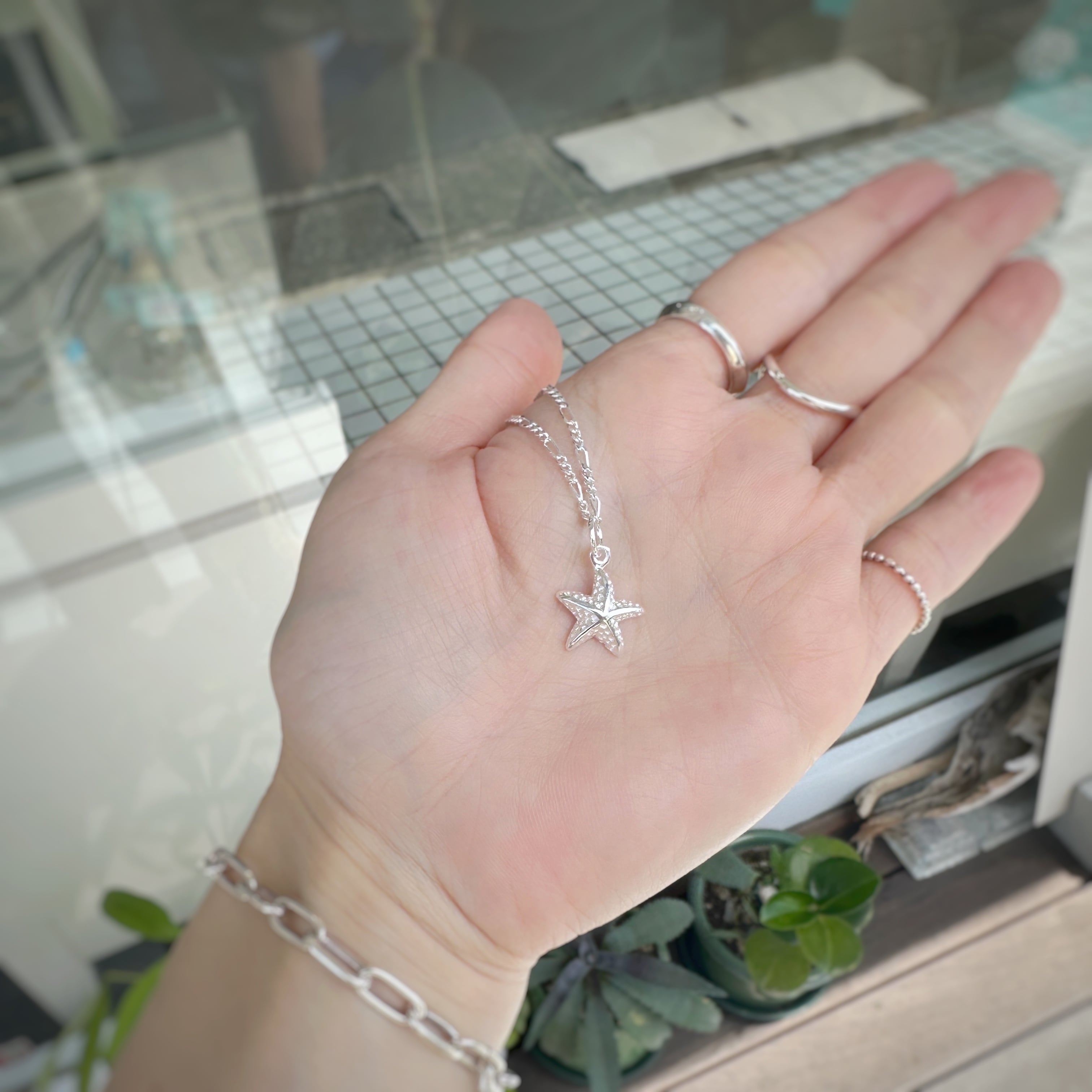 つぶつぶ スターフィッシュ ペンダント with フィガロチェーン