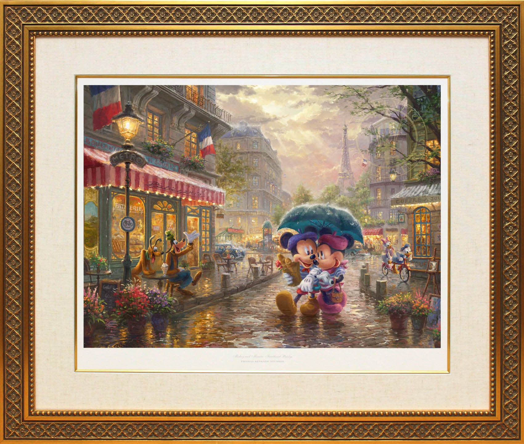 ディズニー絵画「ミッキー&ミニー/イン パリ」作品証明書 展示用フック