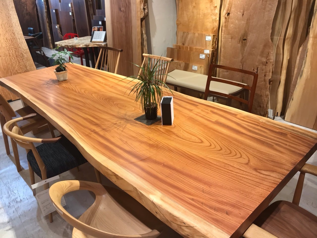 欅（ケヤキ）_3000×1000×60_横浜元町店_テーブル天板/一枚板 18382