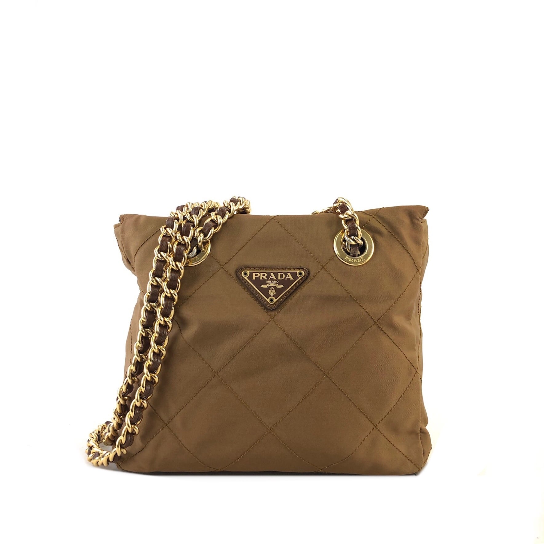 PRADA プラダ キルティング トライアングルロゴ ナイロン チェーン