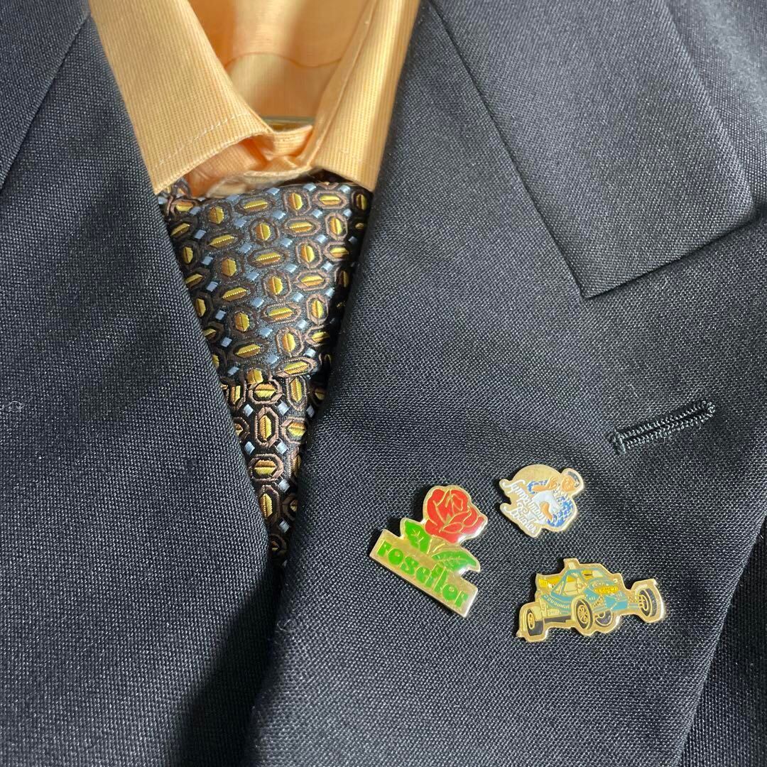 90s ヴィンテージ スーツ ダブル セットアップ 成人式vol.121オレンジ