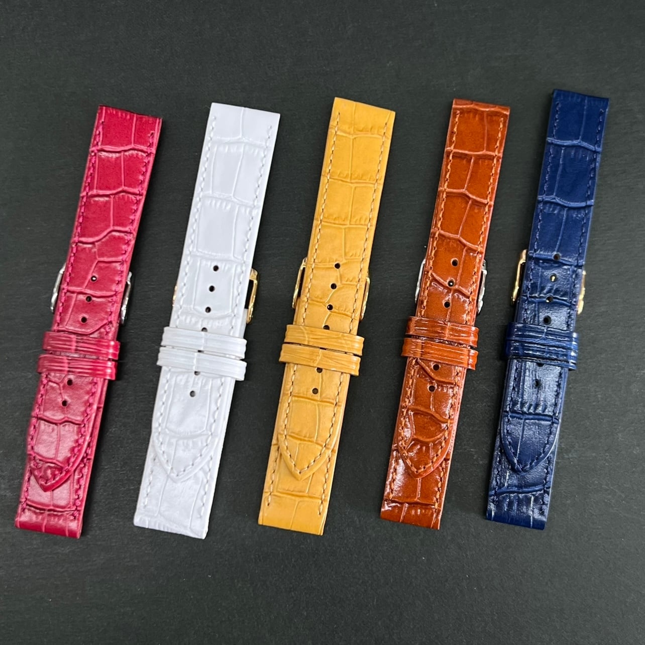 BAMBI バンビ 時計ベルト 牛革バンド 16mm 18mm 20mm ピンク ホワイト