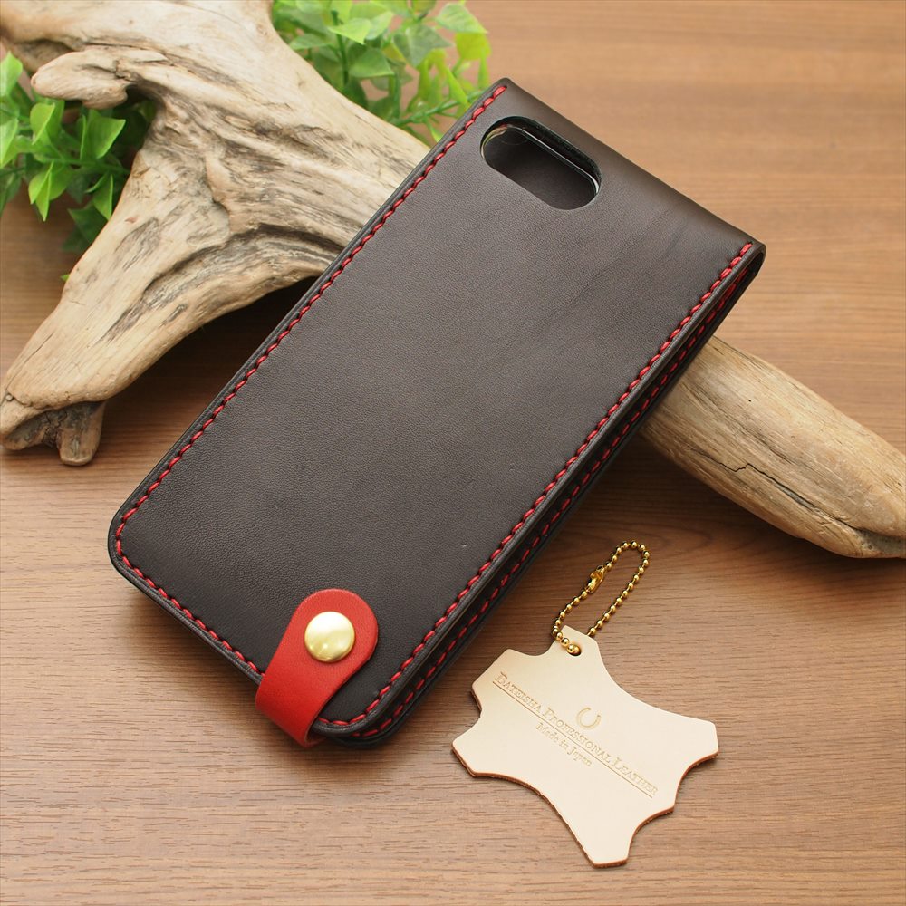 OM-247 フルオーダーメイド 栃木レザー牛革ブラック縦型スマホケース総