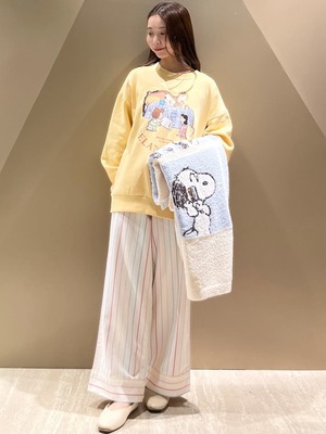 PEANUTS】オリジナルアート レインボーストライプネルロングパンツ