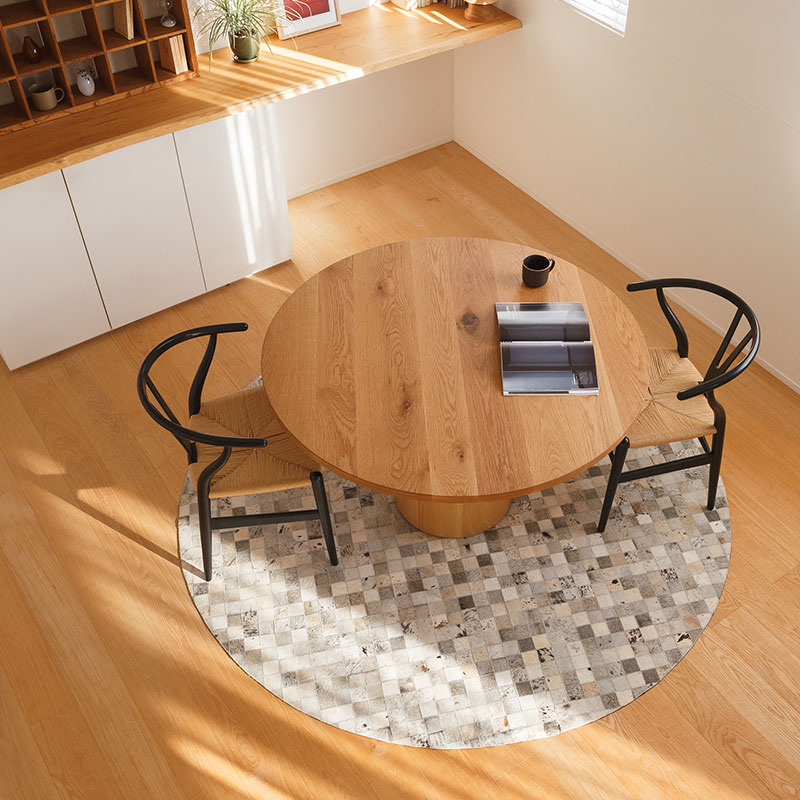 上質カウレザー] 円形カウハイドラグ パッチワークグレー / UC672C