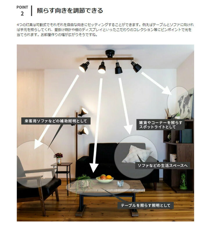 シーリングライト LED 対応 スポットライト 4灯 ライトリー LIGHTLY