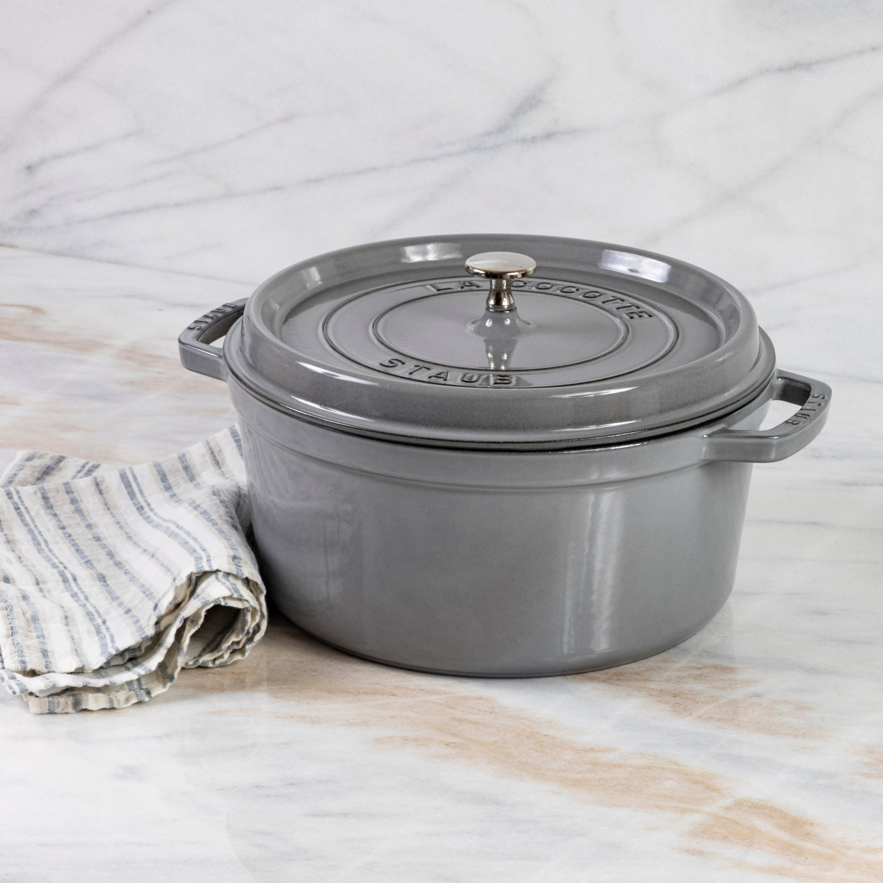 Staub Round Cocotte, 7qt, Graphite Grey – Be Home