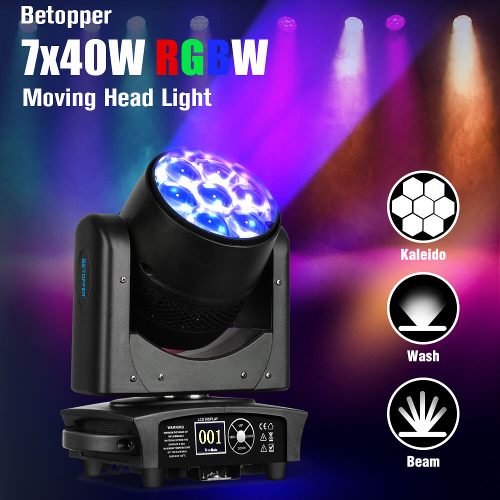 Betopper LM0740 7x40w RGBW Wash Zoom Moving Head Lights (4pcs)