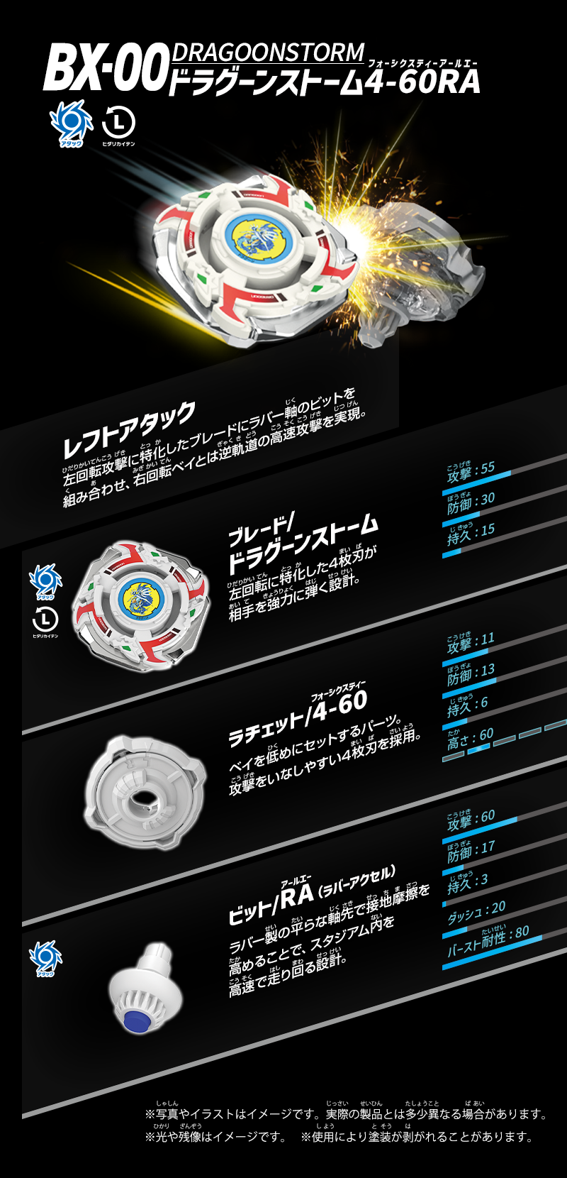 BX-00 ブースター ドラグーンストーム4-60RA｜製品情報｜BEYBLADE X