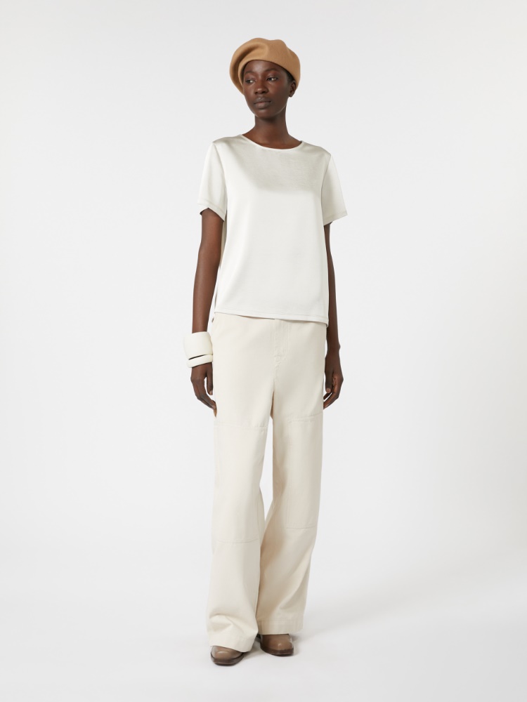 Satin and jersey T-shirt, ivory | Max Mara