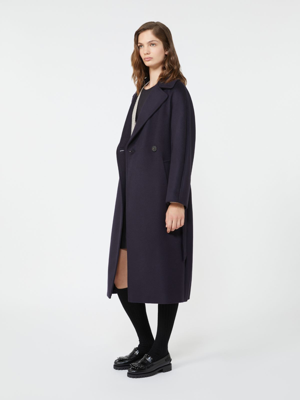Double-breasted wool midi coat, navy | Weekend Max Mara