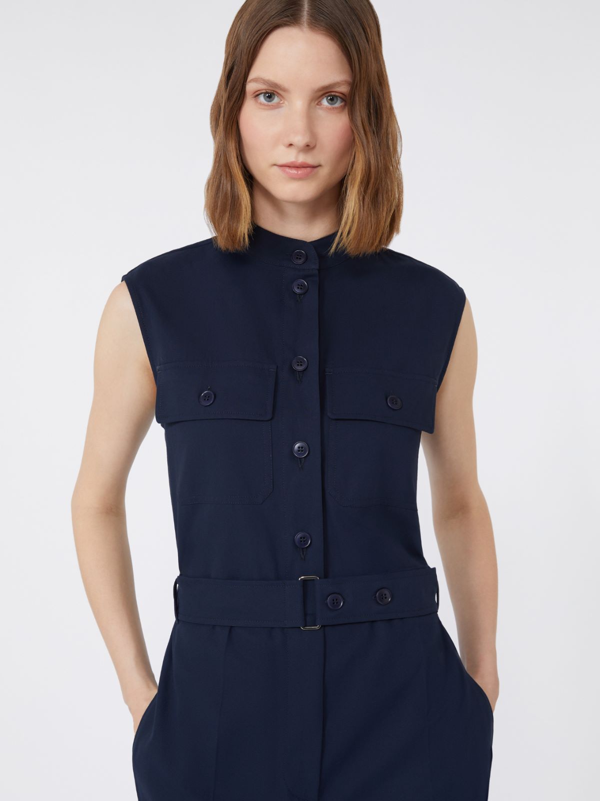 Cotton gabardine jumpsuit, navy | Weekend Max Mara