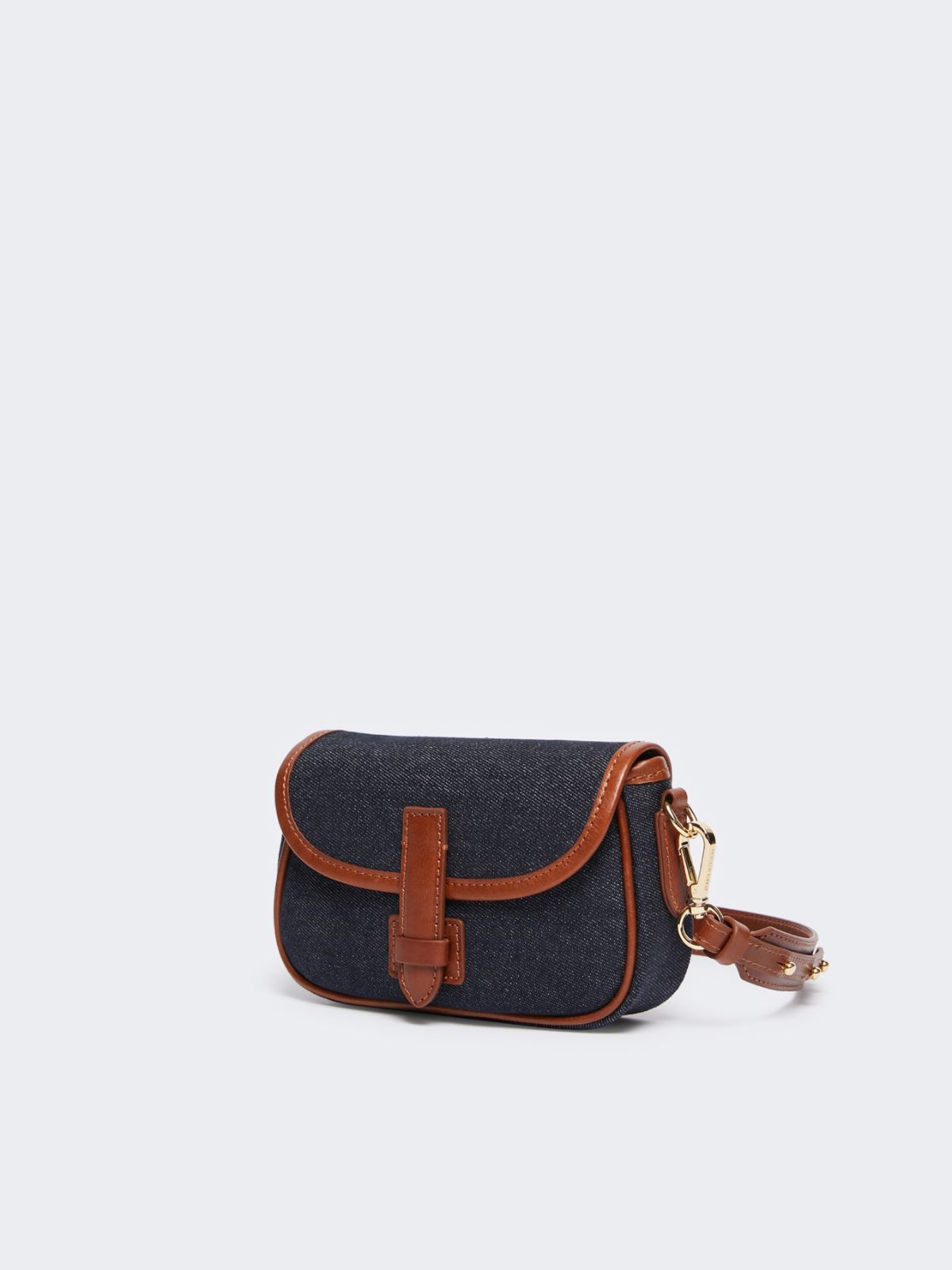 Small denim and leather crossbody bag, china blue | Weekend Max Mara
