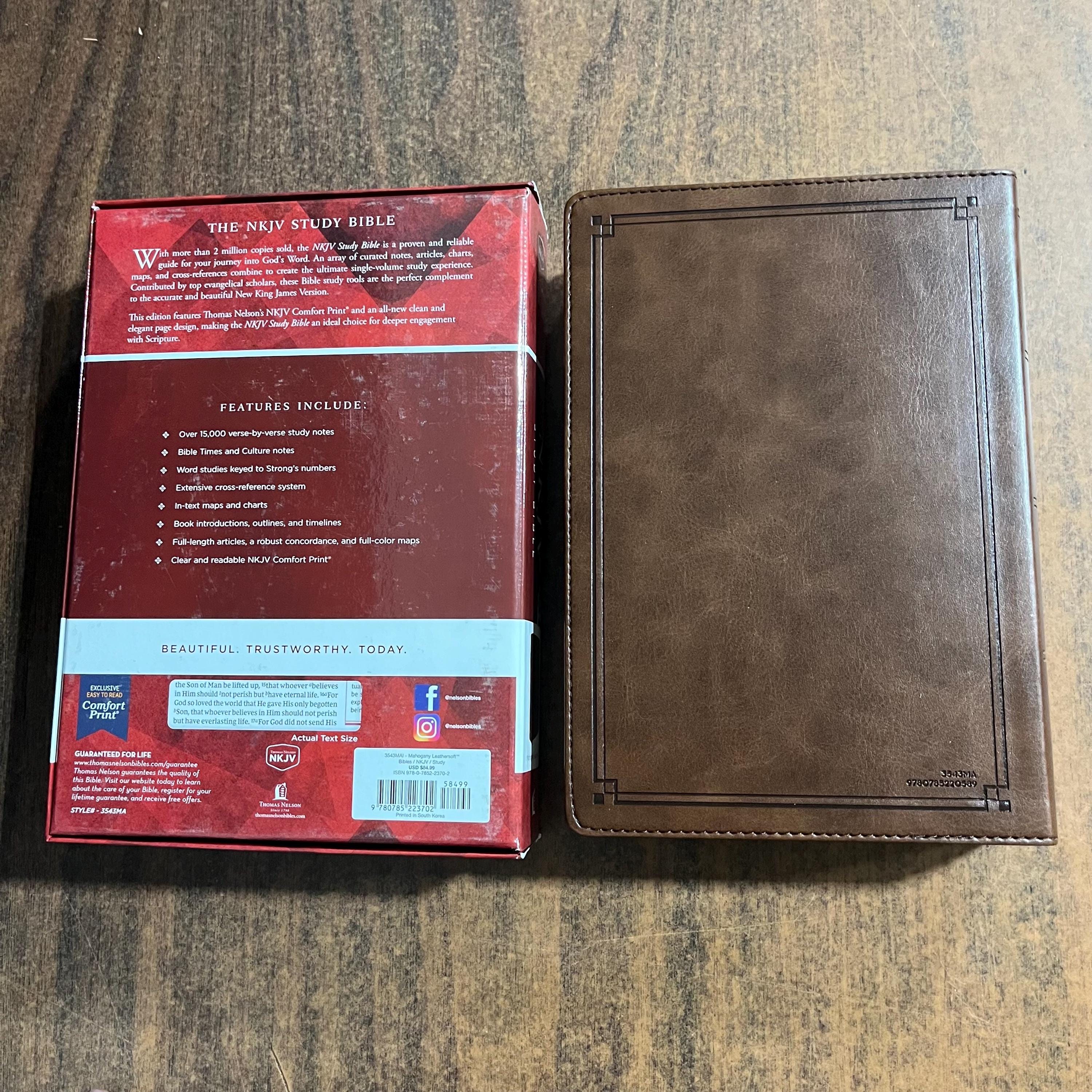 Personalized NKJV Study Bible Thumb Indexed - Mahogany LeatherSoft