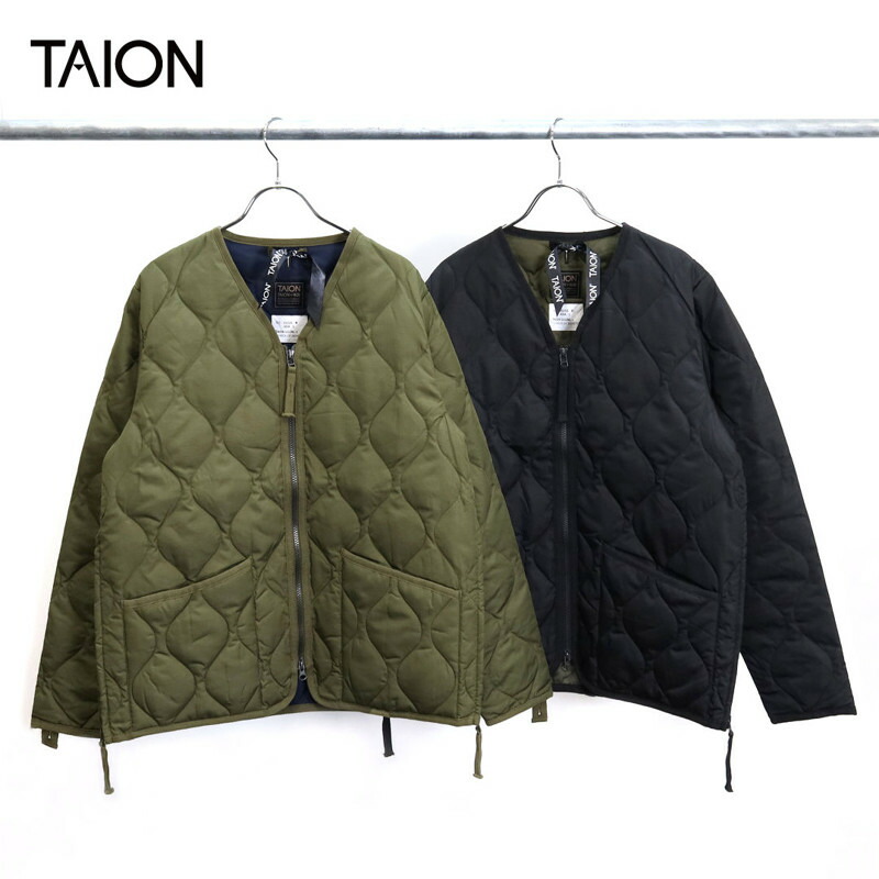 タイオン TAION/ミリタリー Vネック ジップダウンジャケット TAION