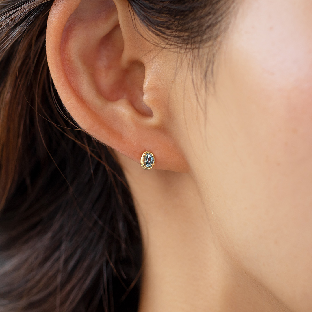 ビズー公式】アクアマリン K18/PTピアス(片耳)・セルマン| 希少石