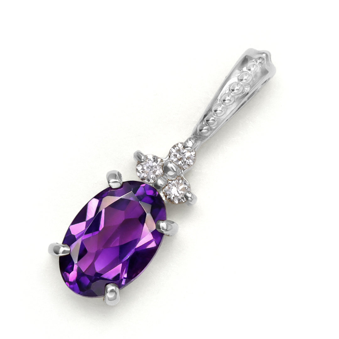 ビズー公式】 アメジスト オーバルカット ダイヤモンド K18(18金