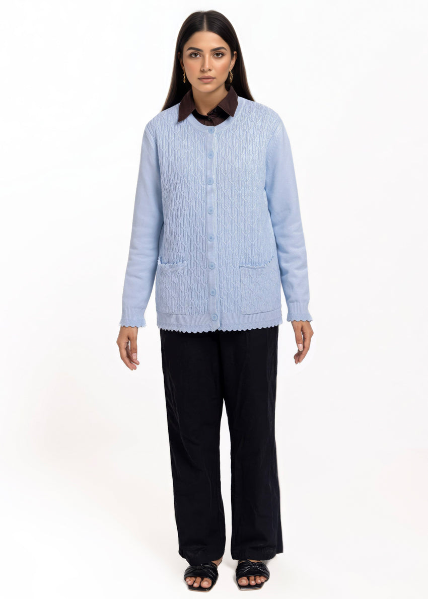 Sky-Blue-R-Neck Cardigan Full Sleeves Sweater (25Y-229-67