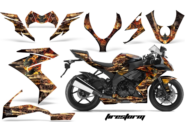 Kawasaki ZX10 Ninja Sport Bike Graphic Kit (08-09) AMRデカール