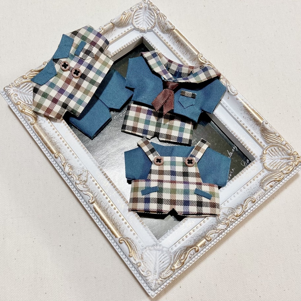 ぬい服】10cmマスコット用 MIXチェック×ターコイズセット - Poche - BOOTH