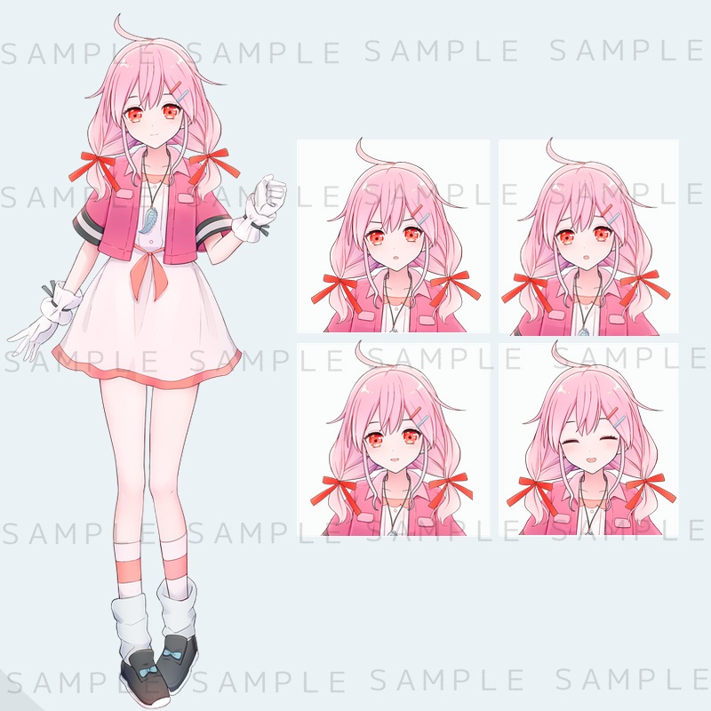 キャラクター立ち絵素材 ピンク髪のおさげの女の子 - はにとう - BOOTH