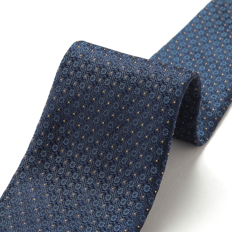 シルクジャカード小花小紋柄ネクタイ／453041（ネイビー） | Silk Tie