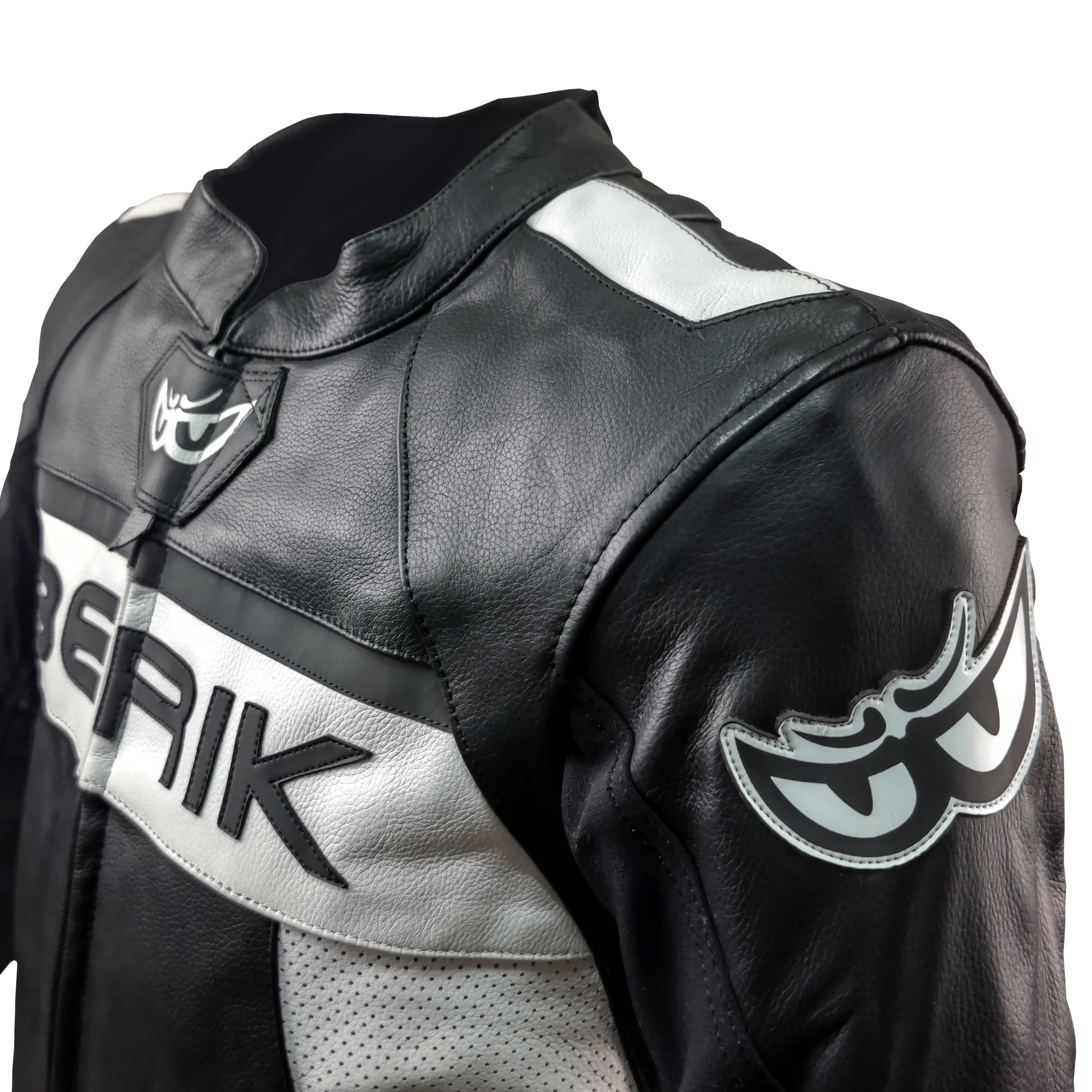 LJ-231101-BK BLACK/WHITE BERIK LEATHER JACKET レザージャケット