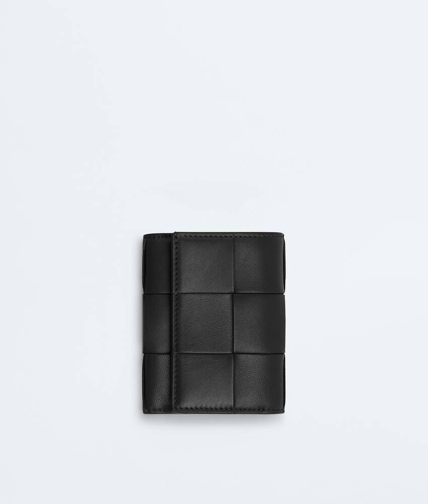 Women's Cassette Small Tri-Fold Wallet in Black | Bottega Veneta US