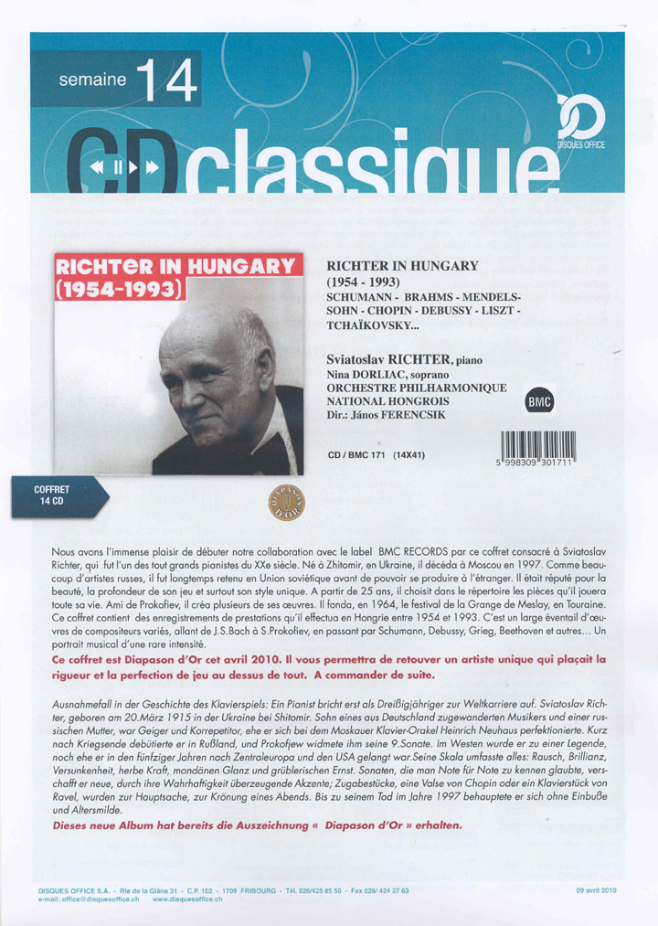 Richter in Hungary (1954-1993) - 14 CD Box Set | BMC Records