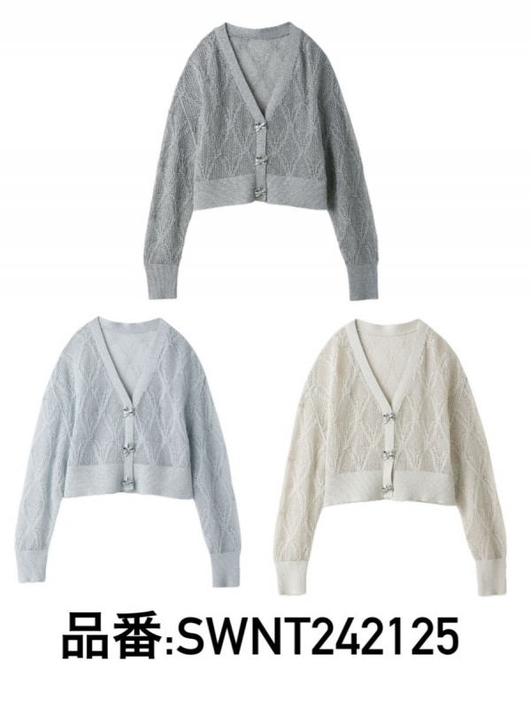 SNIDEL 🩷リボンビジューボタンビスチェ＆シアーカーディガン