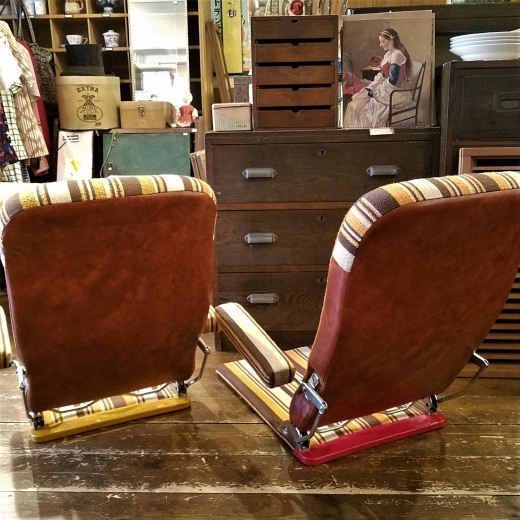 昭和レトロ ヴィンテージ・ストライプの折畳み座椅子 - [Sold Out]過去