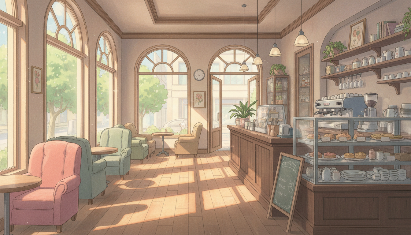 無料配布】カフェの背景イラスト/横長— copainter ユーザーは商用可