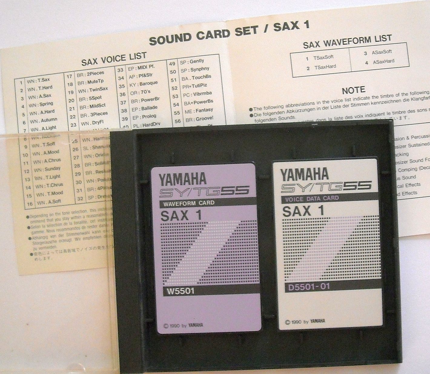 MATRIXSYNTH: Yamaha SY55 TG55 PCM Waveform & Voice Data Card Set