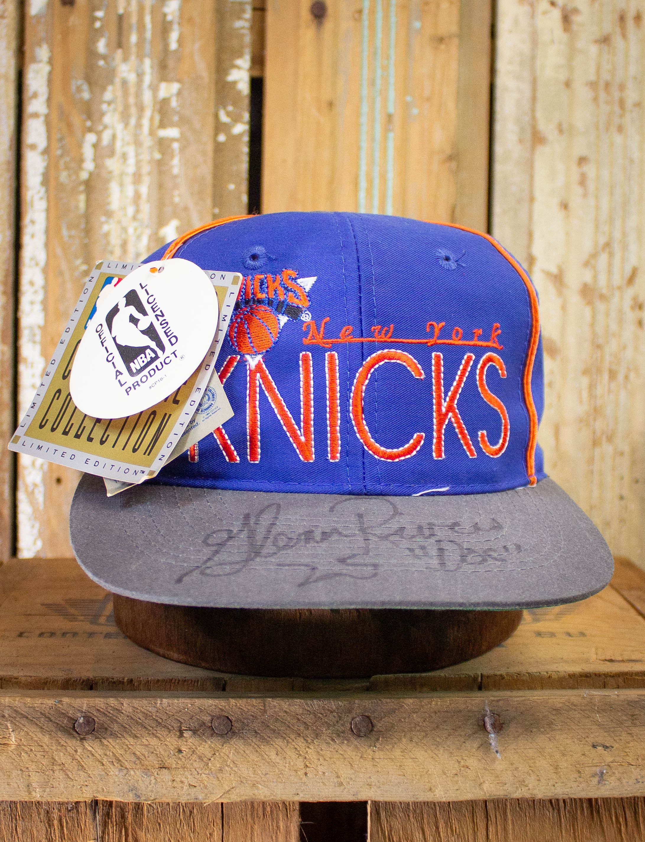 Vintage 90s New York Knicks Doc Rivers Signed NBA Hat – Black Shag